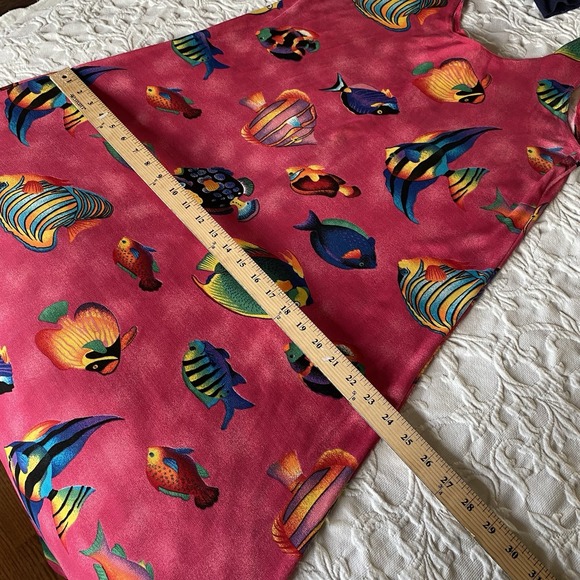 Vintage Jostar Tank Dress Pink Maxi Fish Print 90s Beach Stretch Slinky USA made - Picture 8 of 11